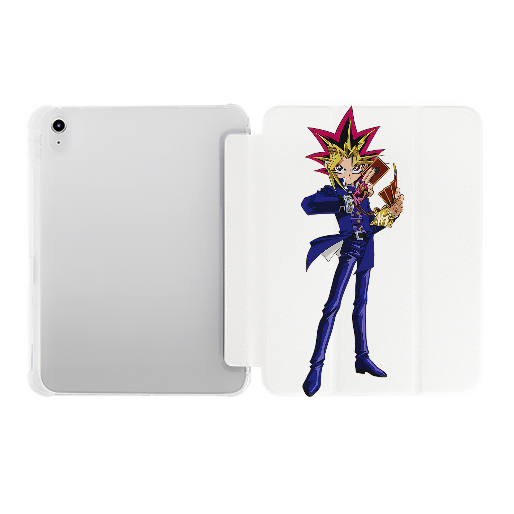 （画像用） 遊☆戯☆王 Yu-Gi-Oh! IPad ケース ペン収納付き 三つ折りスタンド PUレザー×シリコン 対応機種9.5/10.5/10.9インチ